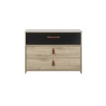 GAMI Commode enfant - 3 tiroirs - Décor Chene artisan et noir - l85 x H68 x P41 cm - CHATEL