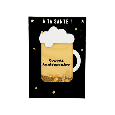 Carte de voeux paillettes - anniversaire - a ta santé !