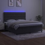 vidaXL Sommier tapissier matelas et LED Gris foncé 180x200 cm Velours