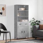 vidaXL Buffet haut Gris béton 69 5x34x180 cm Bois d'ingénierie