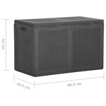 Vidaxl boîte de rangement de jardin 180 l noir pp rotin