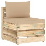 vidaXL Canapé de jardin 3 places avec coussins bois imprégné de vert