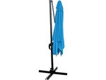 Parasol jardin déporté "Soleil" - Carré - 2.5 x 2.5 m - Bleu + Housse de protection