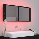 vidaXL Armoire à miroir de salle de bain LED Noir 100x12x45 Acrylique