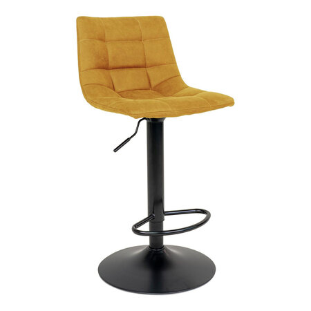 Chaise de bar en microfibre jaune moutarde avec pieds noirs