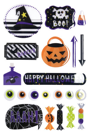 Sticker époxy Halloween 1 3 à 9 cm 21 pièces