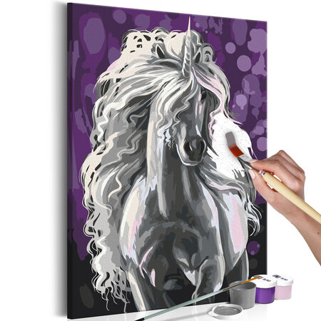 Tableau à peindre par soi-même - licorne blanche l x h en cm 40x60