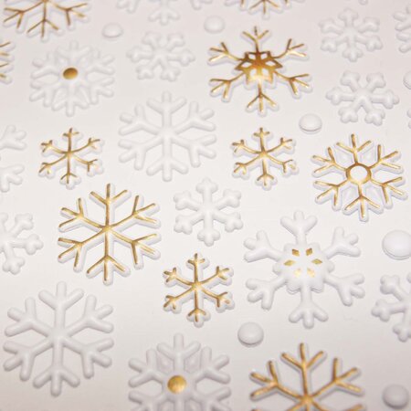 Stickers mousse 3D - Flocons de neige dorés