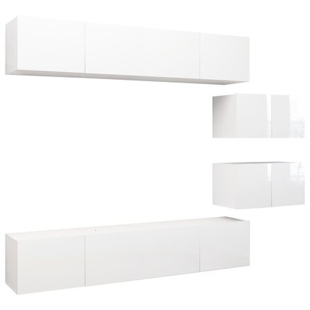 vidaXL Ensemble de meuble TV 6 Pièces Blanc brillant Aggloméré
