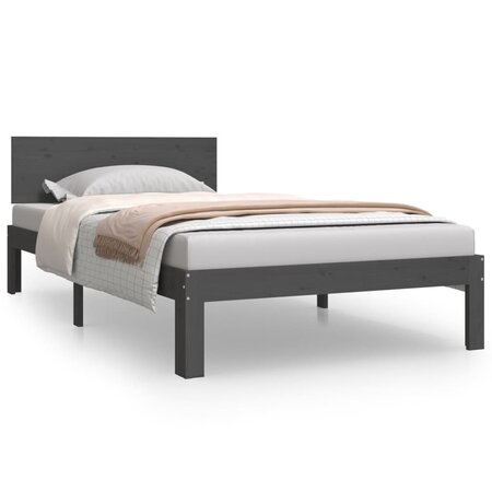 vidaXL Cadre de lit Gris Bois de pin massif 100x200 cm