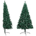 vidaXL Demi-arbre de Noël artificiel pré-éclairé et boules vert 180 cm