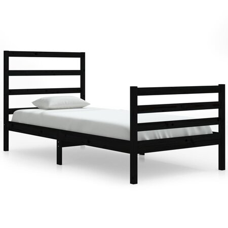 vidaXL Cadre de lit Noir Bois de pin massif 90x200 cm