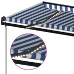 vidaXL Auvent automatique capteur de vent/LED 350x250 cm Bleu et blanc