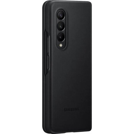 Protection pour smartphone samsung z fold3 - coque en cuir noir