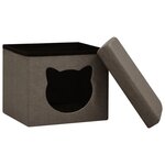 vidaXL Tabouret de rangement pliable avec motif de chat Marron Tissu