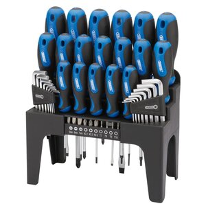 Draper Tools Jeu de tournevis  clé hex et embouts 44 Pièces Bleu 81294