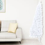 vidaXL Sapin de Noël artificiel moitié avec support blanc 240 cm PVC