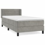 vidaXL Lit à sommier tapissier et matelas Gris clair 100x200cm Velours