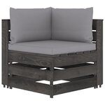vidaXL Salon de jardin 12 Pièces avec coussins Bois imprégné de gris