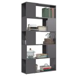 vidaXL Bibliothèque de séparation Gris brillant 80x24x155 cm Aggloméré