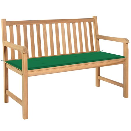 vidaXL Banc de jardin avec coussin vert 120 cm Bois de teck massif