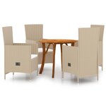 vidaXL Ensemble de salle à manger de jardin 5 Pièces Beige