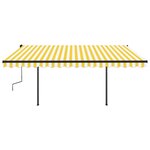 vidaXL Auvent rétractable automatique et poteaux 4 5x3m Jaune et blanc