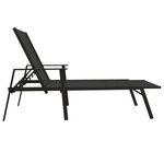 vidaXL Chaise longue Acier et tissu textilène Noir