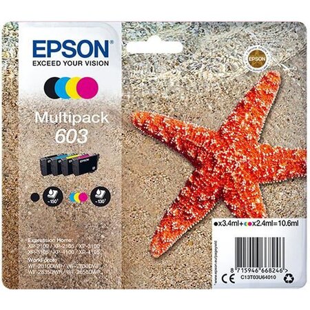 Epson cartouche d'encre multipack 4 couleurs 603 ink - noir  cyan  magenta  jaune