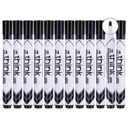 Marqueur effaçable think à sec pointe ogive 2.0mm noir  peu odorant  effaçage facile x 12 deli