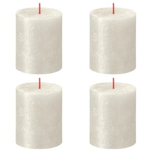 Bolsius Bougies pilier rustiques Shimmer 4 Pièces 80x68 mm Ivoire