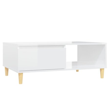 vidaXL Table basse Blanc brillant 90x60x35 cm Aggloméré