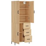 vidaXL Buffet haut Chêne sonoma 69 5x34x180 cm Bois d'ingénierie