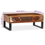vidaXL Table basse Bois massif de Sesham 90 x 50 x 35 cm