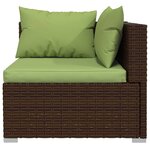 vidaXL Salon de jardin 4 Pièces avec coussins Résine tressée Marron