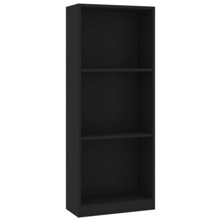 vidaXL Bibliothèque à 3 niveaux Noir 40x24x108 cm Aggloméré