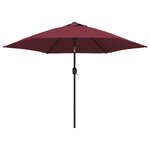 vidaXL Parasol d'extérieur avec LED et mât en acier 300 cm Bordeaux