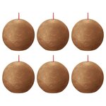 Bolsius Bougies boule rustiques Shine 6 Pièces 76x71 mm Marron épice