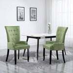vidaXL Chaise à manger avec accoudoirs Vert clair Velours