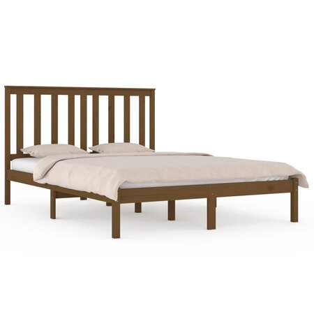 vidaXL Cadre de lit Marron miel Bois de pin massif 160x200 cm