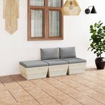 vidaXL Salon de jardin palette 3 Pièces avec coussins Épicéa imprégné