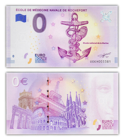 Billet de collection 0 euro souvenir 2018 école de médecine naval de rochefort - france - neuf