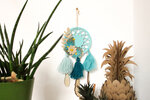 Pompon houppe en laine Camaieu bleu 8cm 3 pièces