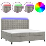 vidaXL Sommier tapissier matelas et LED Gris clair 200x200 cm Velours
