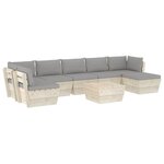 vidaXL Salon de jardin palette 8 Pièces avec coussins Épicéa imprégné