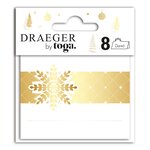 8 Marques Places - Flocons De Neige - Finition Blanc Et Or À Chaud 7x6 5 Cm - Draeger paris