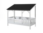 MALIA Lit cabane 90x200 avec toit noir + sommier + Matelas