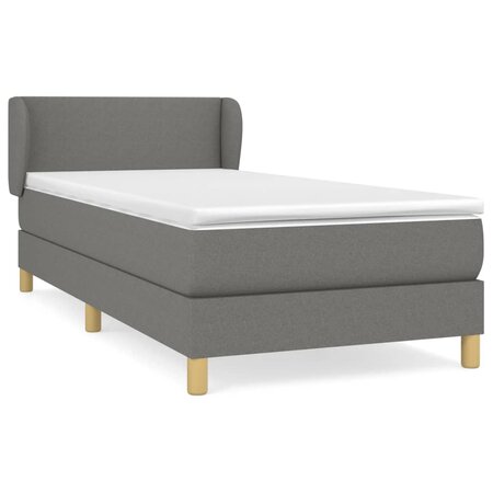 vidaXL Lit à sommier tapissier avec matelas Gris foncé 80x200 cm Tissu