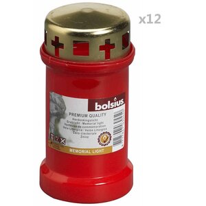 Bolsius Veilleuse de commémoration avec couvercle No 3 12 Pièces Rouge