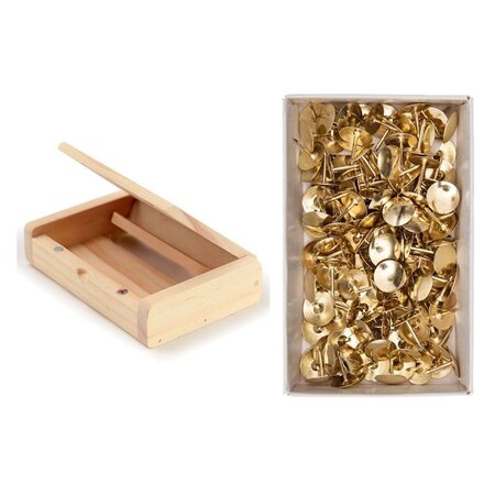 Porte-cartes de visites bois 10 5 x 7 cm + 150 punaises dorées